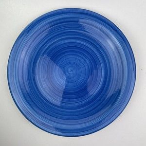 Vtg Over and Back Italy Dinner Plates Swirl Pattern Electric Blue Set of 3 10”